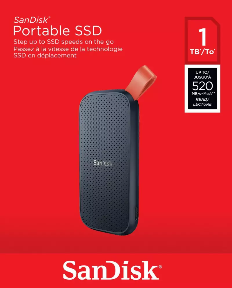 SanDisk Portable Külső SSD, 1TB, USB 3.2 Type-C