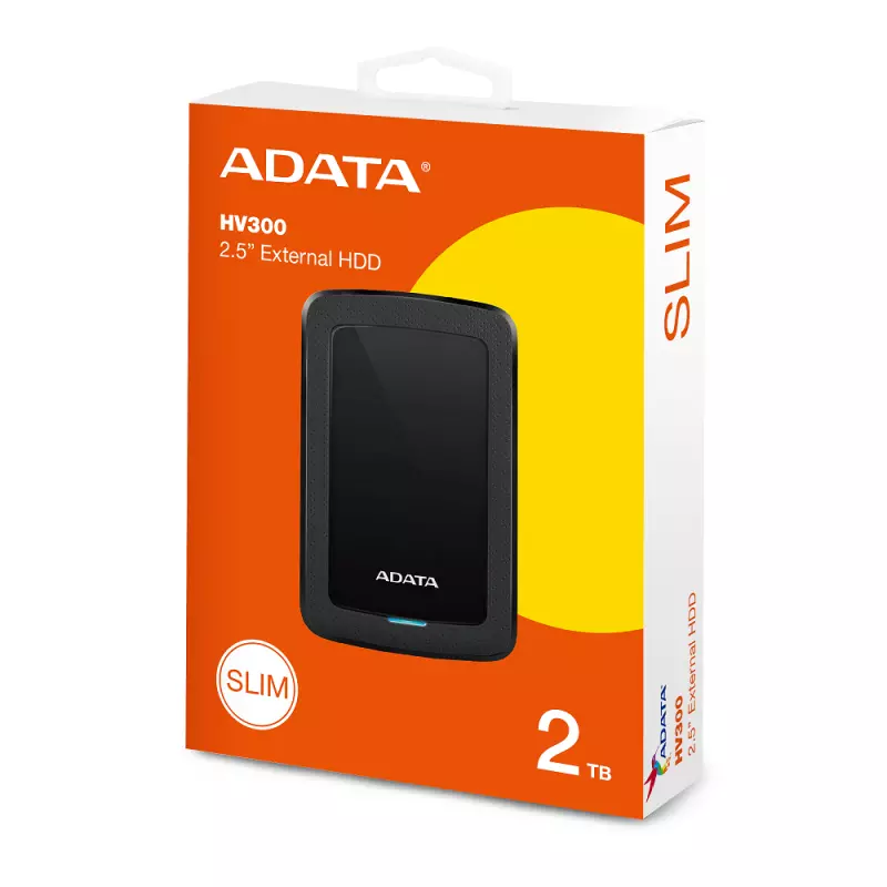 ADATA  HV300 2TB Slim USB 3.2 fekete külső winchester (AHV300-2TU31-CBK)