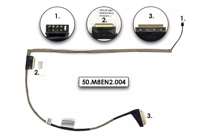 Acer Aspire E1-530, E1-572, V5-561 gyári új LCD kábel (EDP) (DC02001OH10, 50.M8EN2.004)