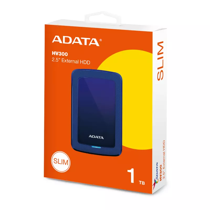 ADATA  HV300 1TB Slim USB 3.2 kék külső winchester (AHV300-1TU31-CBL)