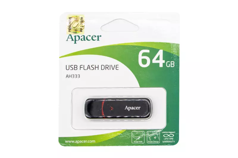 Apacer 64GB fekete-rubin pendrive AH333 (AP64GAH333B-1)