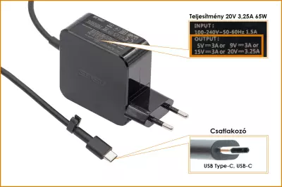 Asus 20V 3.25A 65W USB-C (Type-C) gyári új töltő (0A001-00443300)
