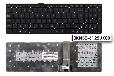 Asus K55A, K55VD, K55VM gyári új angol (UK) fekete keret nélküli billentyűzet (Win8) (0KNB0-6104UK00)