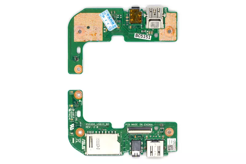 Asus X555LA, X555LD, X555LF, X555LN használt USB/audio/kártyaolvasó panel (90NB0620-R10010)