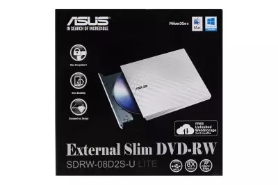 Asus fehér SLIM USB külső DVD Író (SDRW-08D2S-U)