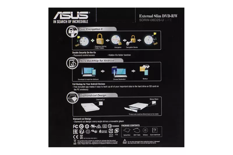 Asus fehér SLIM USB külső DVD Író (SDRW-08D2S-U)