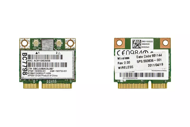 Broadcom 4313AGN, BCM94313HMG2LP1 gyári új Mini PCI-e (half) WiFi kártya