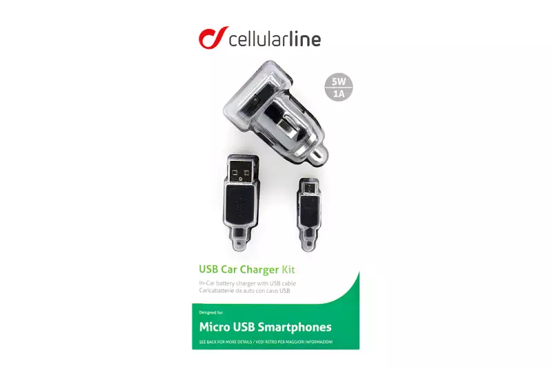 Cellularline univerzális microUSB átalakító szivargyújtós tablet/telefon töltő (CBRUSBCCMICROUSB)
