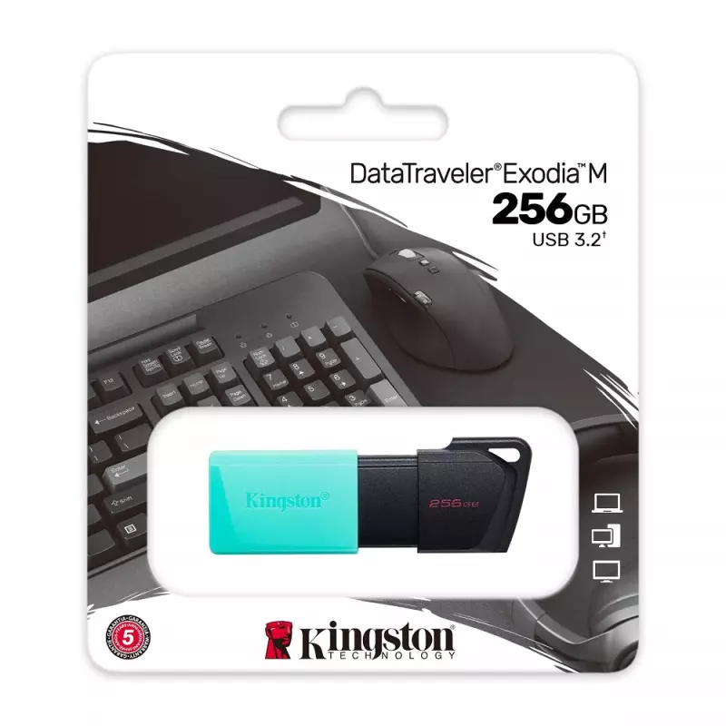 Kingston DataTraveler Exodia M 256GB USB 3.2 (Gen 1) fekete-kékeszöld pendrive (DTXM/256GB)