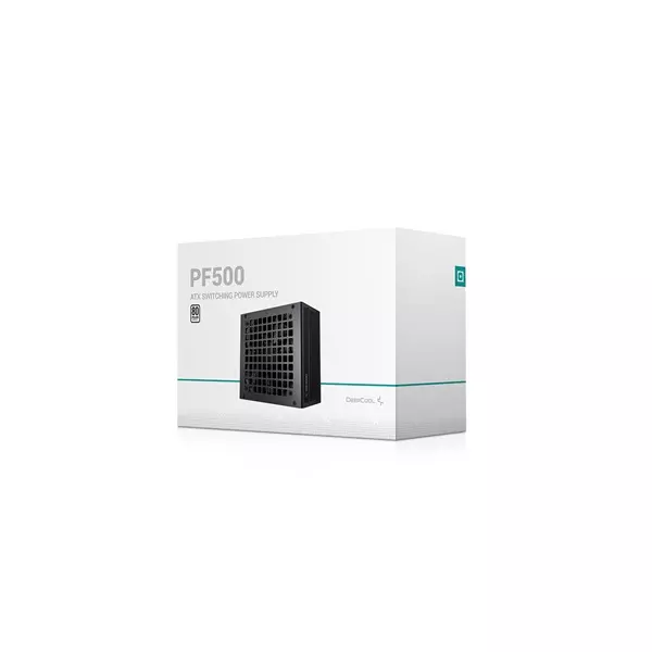 DeepCool 500W Desktop Tápegység, 12cm ventilátor, ATX12V V2.4, Aktív PFC, PC tápkábellel (PF500)