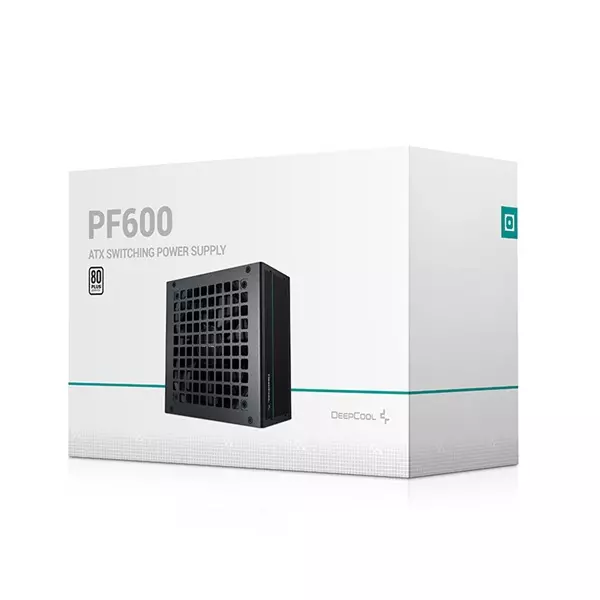 DeepCool 600W Desktop Tápegység, 12cm ventilátor, ATX12V V2.4, Aktív PFC, PC tápkábellel (PF600)