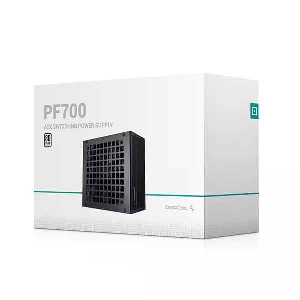 DeepCool 700W Desktop Tápegység, 12cm ventilátor, ATX12V V2.4, Aktív PFC, PC tápkábellel (PF700)