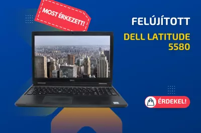 Dell Latitude 5580 | 15,6 colos FULL HD kijelző | Intel Core i5-7300U | 8GB memória | 256GB SSD | MAGYAR BILLENTYŰZET | Windows 10 Pro + 2 év garancia!