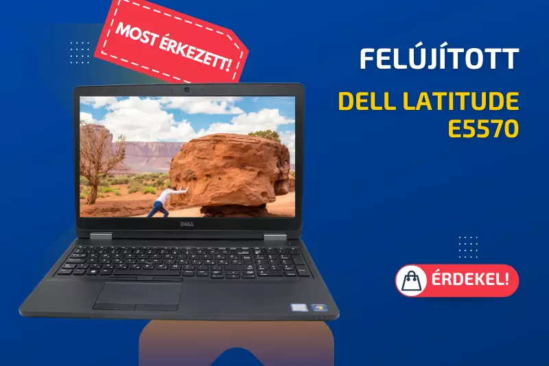 Dell Latitude E5570 | 15,6 colos FULL HD kijelző | Intel Core i5-6200U | 8GB memória | 128GB SSD | Magyar billentyűzet | Windows 10 Pro + 2 év garancia!
