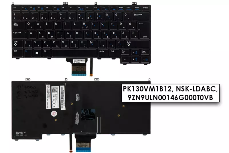 Dell Latitude E7240, E7440 használt magyar LED háttér-világításos billentyűzet (Win8, TNN80)