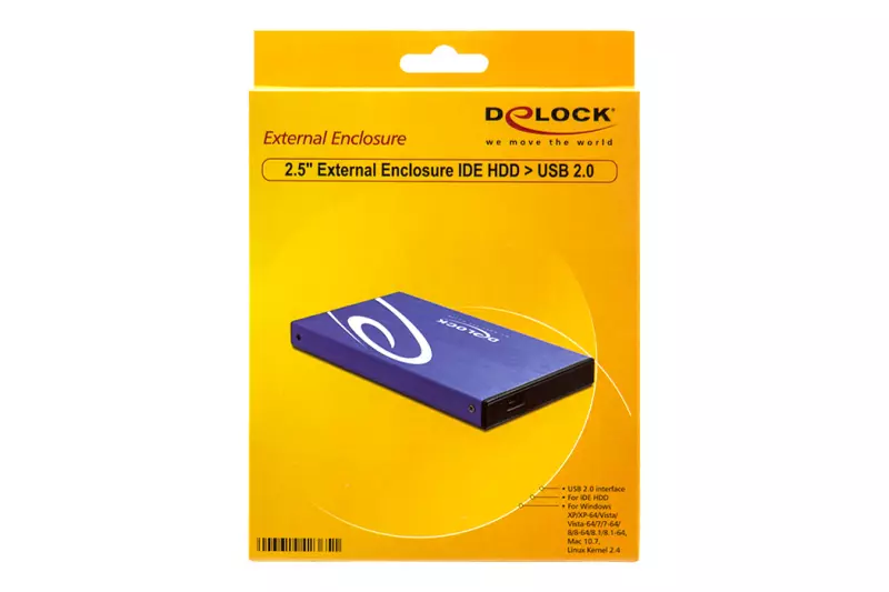 Delock 2.5 IDE (PATA) HDD USB külső ház (kék)