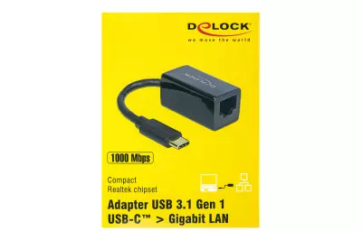 Delock USB Type-C (apa) - Gigabit RJ45 (anya) LAN adapter, átalakító (65904)