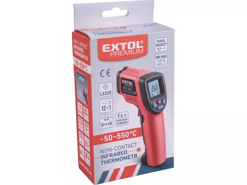 EXTOL® Prémium Infravörös, digitális hőmérő -50C-től +550C-ig (8831302)