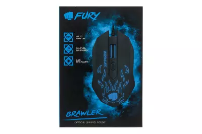 Fury Brawler vezetékes fekete optikai gamer egér háttérvilágítással (NFU-1198)