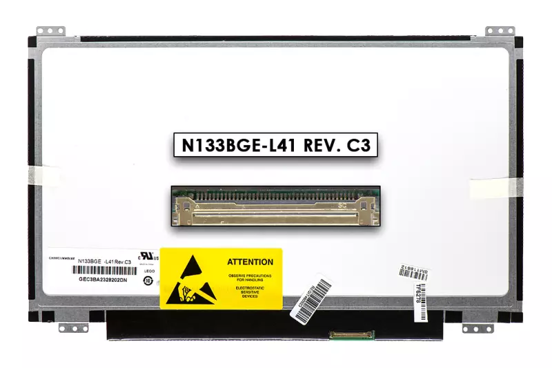 Gyári új fényes 13.3' HD (1366x768) LED Slim kijelző (csatlakozó: 40 pin - jobb)