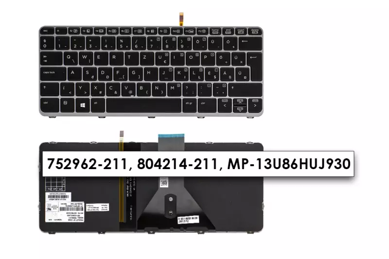 HP EliteBook 1020 G1, 1030 G1 gyári új háttér-világításos, magyar ezüst-fekete billentyűzet, (752962-211)