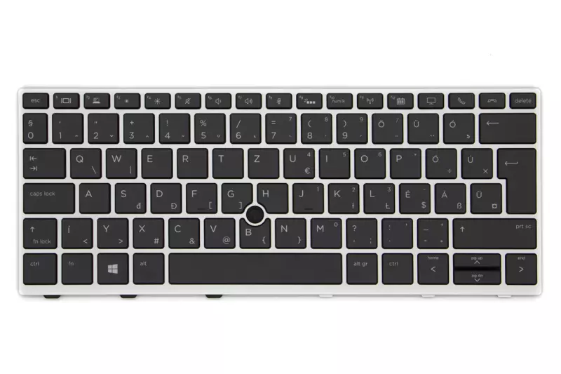 HP EliteBook 735 G5, 830 G5 gyári új magyar keretes ezüst-fekete háttér-világításos billentyűzet trackpointtal (trackpoint kábel nélkül) (L15500-211, L07675-211)