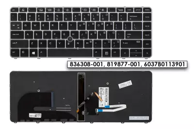 HP EliteBook 745 G3, 745 G4, 840 G3, 840 G4 gyári új US angol, háttér világításos billentyűzet trackpointtal (836308-001)