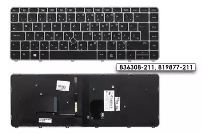 HP EliteBook 745 G3, 745 G4, 840 G3, 840 G4 gyári új magyar, háttér világításos billentyűzet trackpointtal (836308-211)