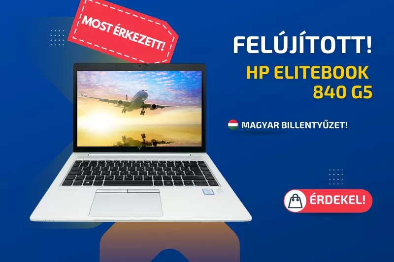 HP EliteBook 840 G5 | 14 colos Full HD kijelző | Intel Core i7-8550U | 16GB RAM | 512GB SSD | MAGYAR BILLENTYŰZET  | Windows 10 PRO + 2 év garancia!