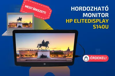 HP EliteDisplay S140u hordozható monitor | 14 colos | 1600x900 felbontás | 16:9 képarány + 2 év garancia!