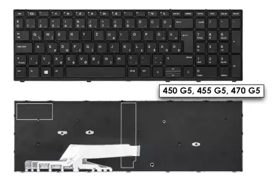 HP ProBook 450 G5, 455 G5, 470 G5 gyári új magyar keretes billentyűzet (L01028-211)
