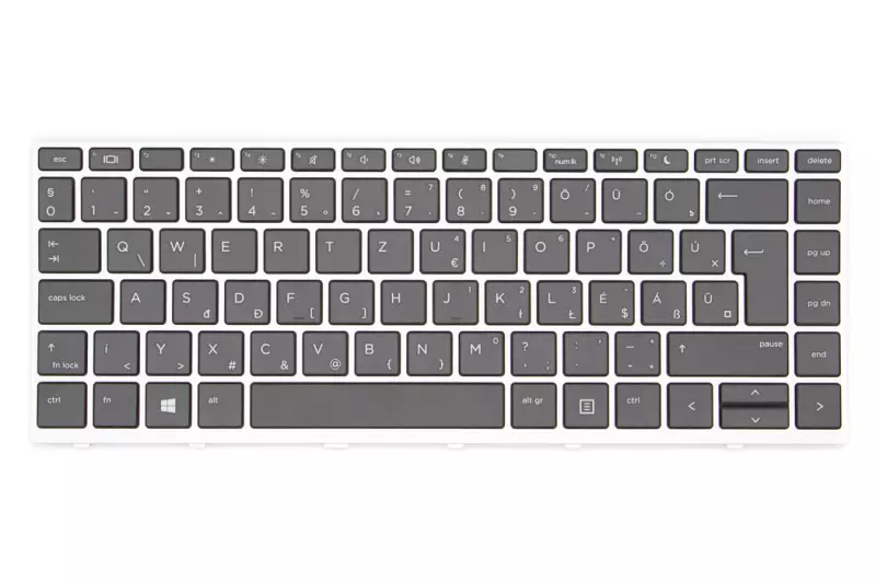 HP ProBook 640 G4, 645 G4 MAGYAR ezüst szürke keretes laptop billentyűzet (L09547-211)