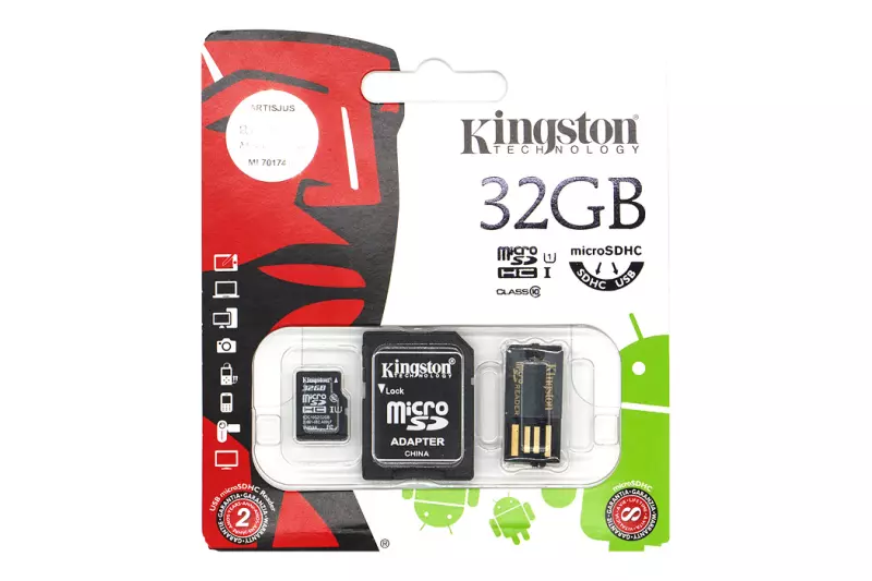 Kingston 32GB Class 10 MicroSDHC kártya + adapter kit (MBLY10G2/32GB)