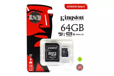 Kingston 64GB UHS-I MicroSDHC kártya + adapter (SDCS/64GB)