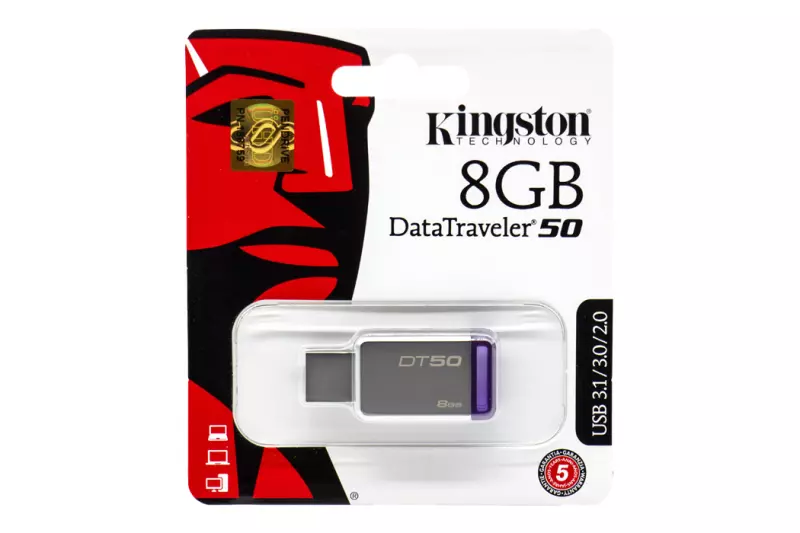 Kingston DataTraveler 50 8GB USB 3.1 ezüst-lila pendrive (DT50/8GB)
