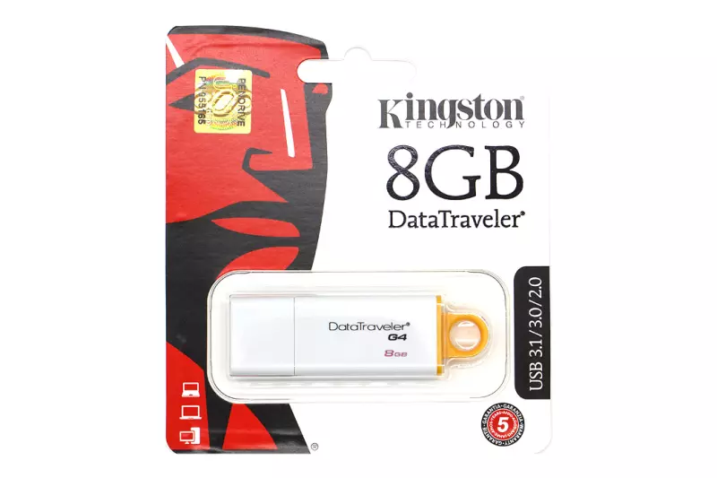 Kingston DataTraveler G4 8GB fehér-sárga pendrive (USB3.1) (DTIG4/8GB)