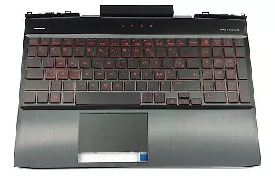 HP Omen 15-DC sorozathoz gyári új fekete-piros spanyol billentyűzet modul touchpaddal (L32774-071)