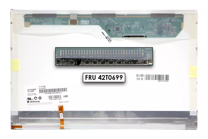 Lenovo T400, R400 gyári új matt 14.1'' (1280x800) LED kijelző (csatlakozó: 12 pin BL + 30 pin SI jobb)