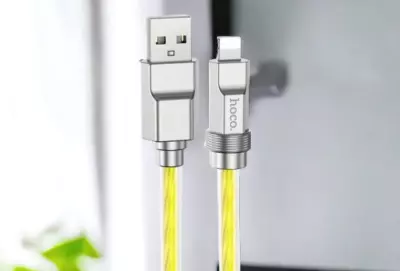 hoco. U113 Solid iPhone, iPad 1 méteres USB-lightning szilikon adat és töltő kábel (gyorstöltő), sárga (U113)