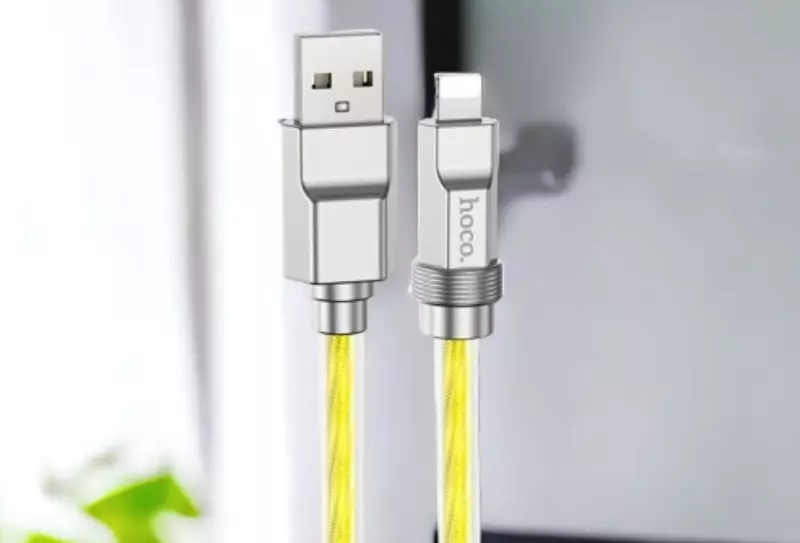 hoco. U113 Solid iPhone, iPad 1 méteres USB-lightning szilikon adat és töltő kábel (gyorstöltő), sárga (U113)