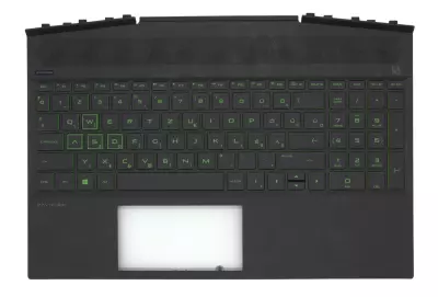 HP Pavilion Gaming - 15-dk000 sorozathoz gyári új magyar fekete-zöld fém háttér-világításos billentyűzet modul (L57593-211)