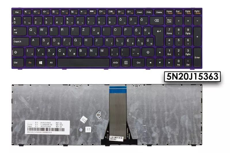 Lenovo IdeaPad B50-70, G50-70, Z50-70 gyári új magyar lila-fekete billentyűzet (5N20J15363)