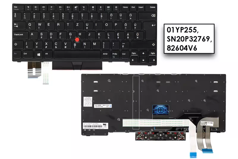 Lenovo ThinkPad E480, L480, T480S gyári új magyar billentyűzet trackpointtal (01YP255, 01YP415)
