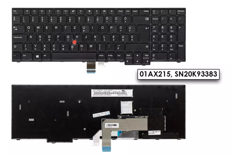 Lenovo ThinkPad Edge E570, E575 MAGYAR laptop billentyűzet trackpointtal (01AX215)