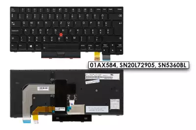 Lenovo ThinkPad T470, A475 gyári új magyar háttér-világításos billentyűzet trackpointtal (01AX584, SN20L72905, SN5360BL)
