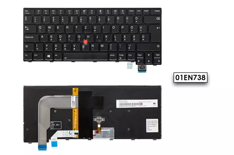 Lenovo ThinkPad T460s, T470s, 13 Gen 2 gyári új magyar fekete háttér-világításos billentyűzet trackpointtal (01EN738, 01EN697)