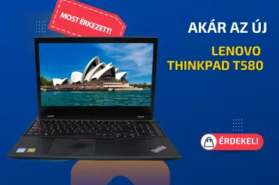 Lenovo ThinkPad T580 | 15,6 colos FULL HD kijelző | Intel Core i5-8350U | 16GB memória | 512GB SSD | Magyar billentyűzet | Windows 10 PRO + 2 év garancia!