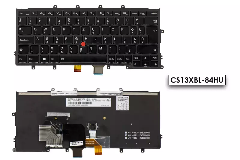Lenovo ThinkPad X240, X250, X260, X270 magyar gyári új fekete-szürke háttér-világításos billentyűzet (01AV515, 04X0230, 04X0192)