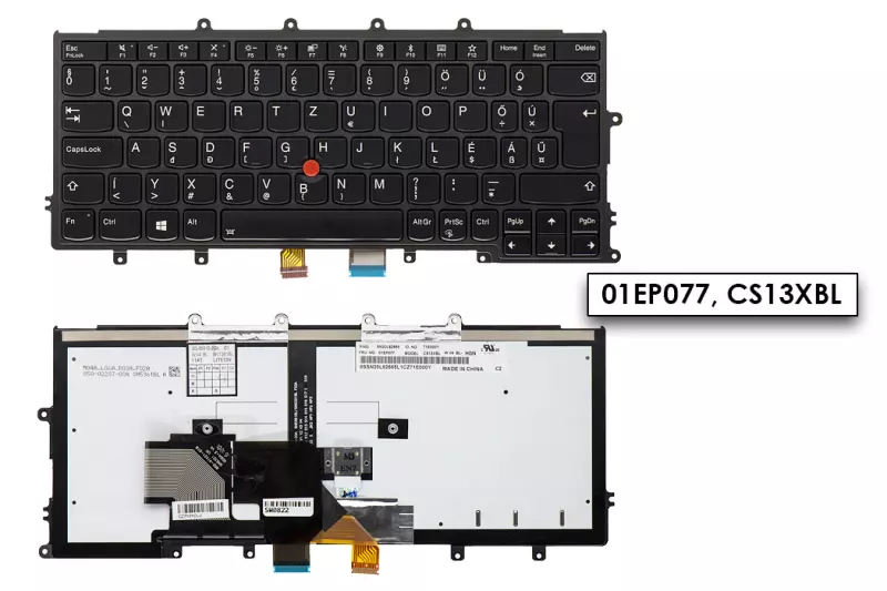 Lenovo ThinkPad X270 magyar gyári új fekete-szürke háttér-világításos billentyűzet (01EP077)