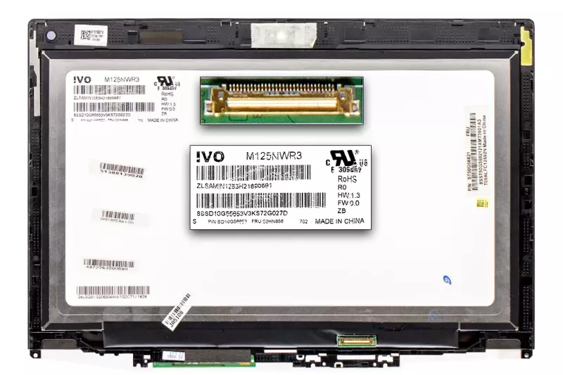 Lenovo ThinkPad Yoga 260 gyári új fényes 12.5' HD (1366x768) eDP IPS Slim kijelző modul (01HY611) (csatlakozó: 30 pin - jobb)